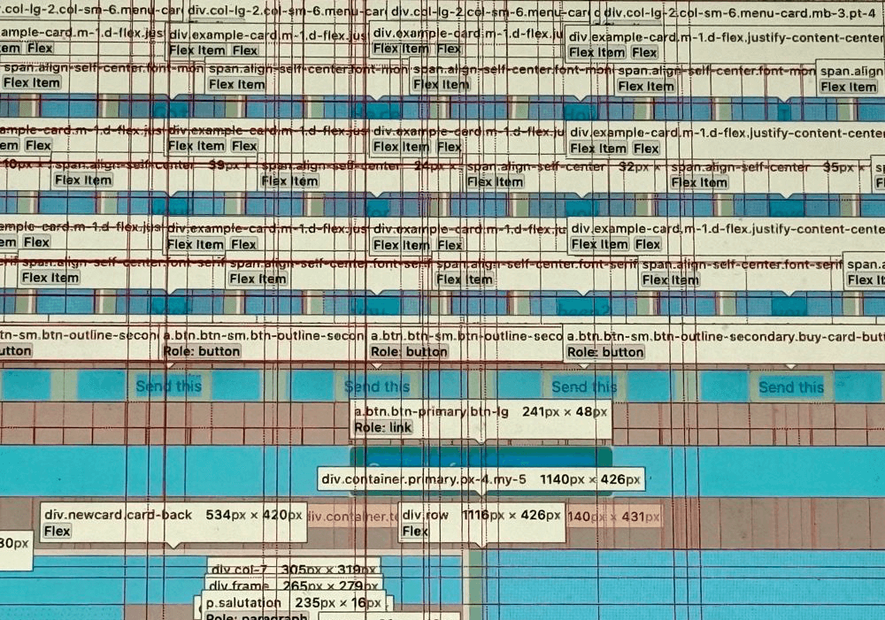 The inspect view of a web browser revealing an intensely complex hierarchy.